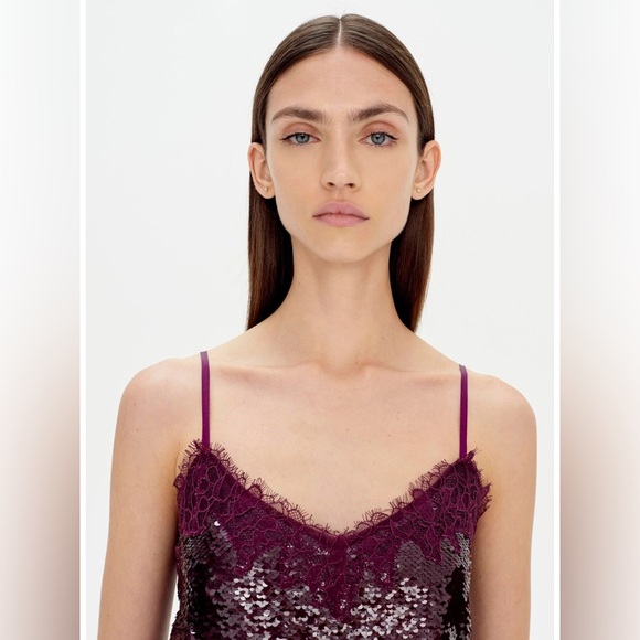 Simkai Arlene Sequin Cami Top in Purple (Mangosteen) - Size 4 - Picture 5 of 5